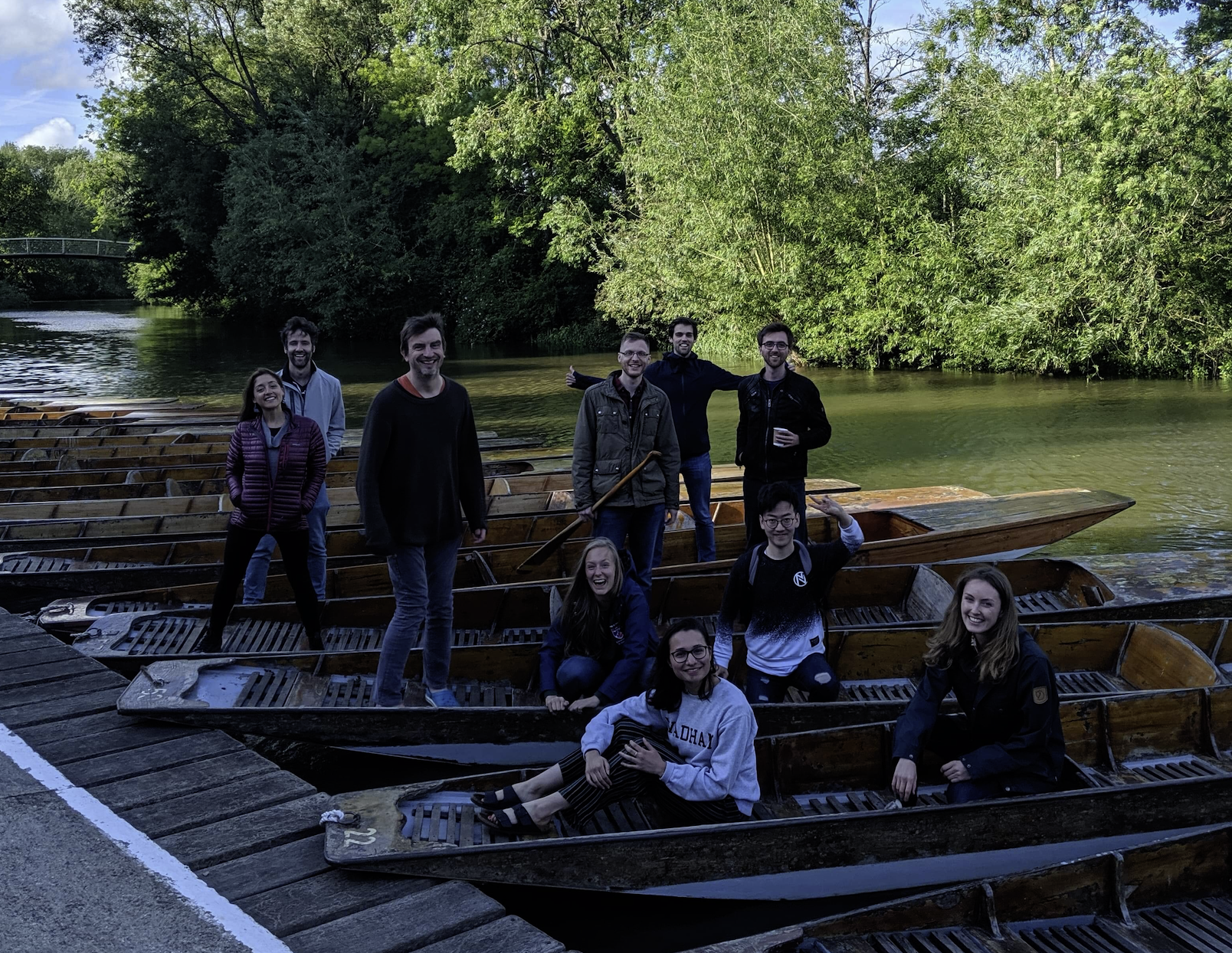 Some of the lab (+Felix!) punting, summer 2019